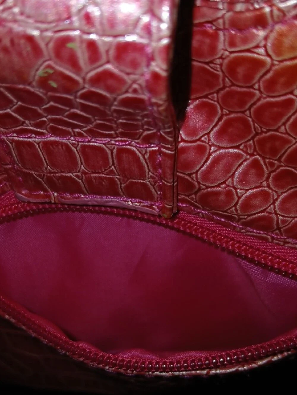 Hot Pink Croc-Embossed Women’s Shoulder Bag